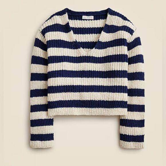 J.Crew Montauk pullover sweater in stripe NWT Size M - Picture 1 of 11